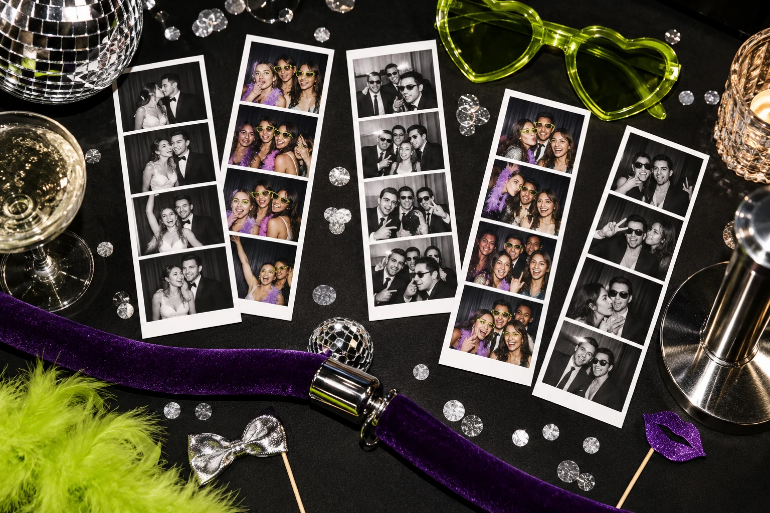 Koleksi hasil cetak photobooth dari berbagai perayaan